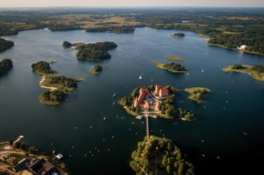 Aerial view of Trakai castle in Lithuania