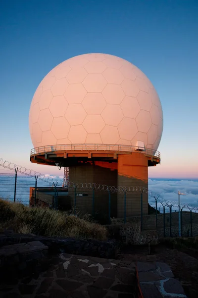stock image Weather station, meteorological ball on a mountain peak.
