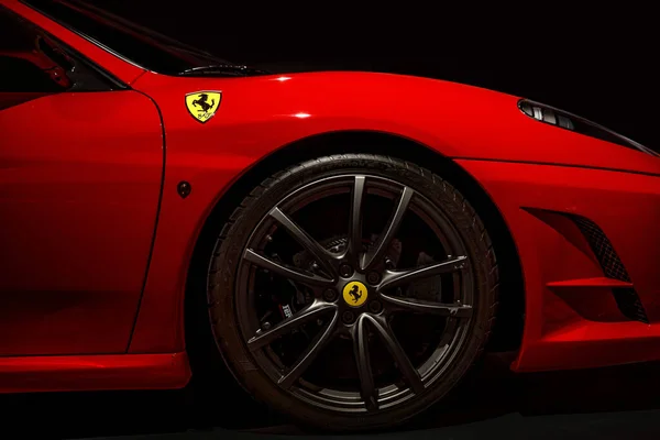 stock image Maranello, Italy - April 01, 2023: Side view of Ferrari red sport car