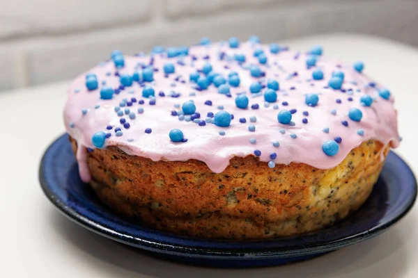 Glazed Poppy Easter Cake Blue — Stock Photo, Image