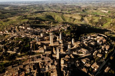 San Gimignano şehrinin en iyi manzarası, Tuscany, İtalya