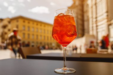 Italian Aperol spritz cocktail in the glass clipart