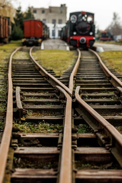 Railroad Switches Rails Railway Station — Stock Photo, Image