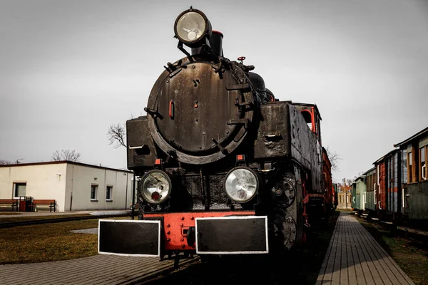 Oldtimer Lokomotive Dampfzug Einem Außendepot — Stockfoto