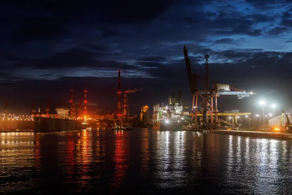 Scenery Industrial Landscape Twilight Shipyard Stock Image