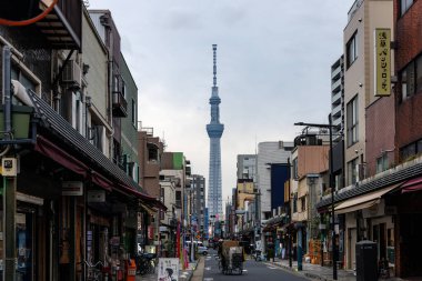 Tokyo 'daki hareketli cadde ikonik Tokyo Skytree simgesine çıkıyor.