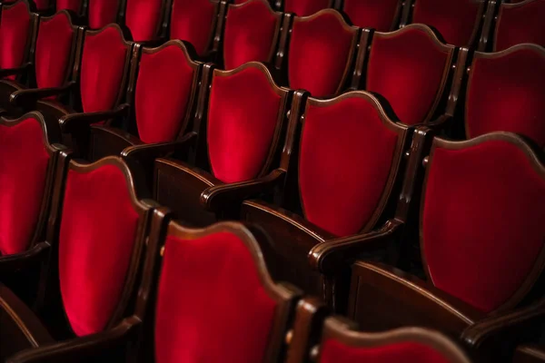 Tiyatro Salonunda Kırmızı Kadife Sandalyeler — Stok fotoğraf