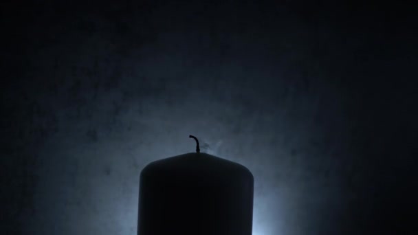 Smoke Extinguished Candle Close Wick — Video Stock