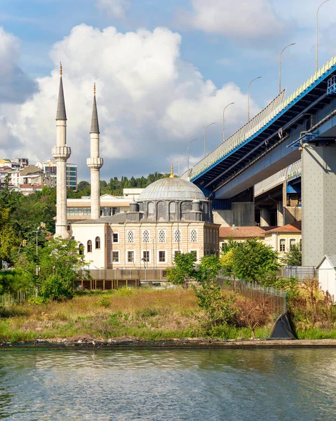 View from Golden Horn overlooking Humbarhane Mosque, suited beside Golden Horn Bridge, at Halicioglu Neighborhood of Beyoglu district, Istanbul, Turkey
