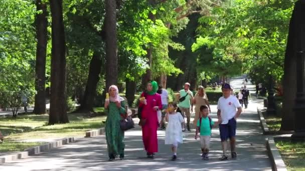 Almaty City Srpna 2022 Gorky Central Park Městě Almaty Fontány — Stock video