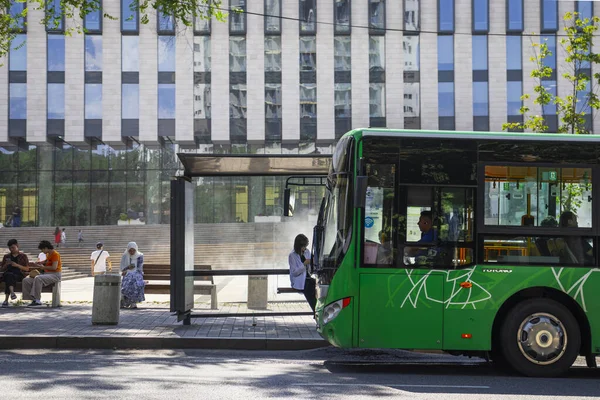 stock image Almaty Kazakhstan 20 June 2022. Bus Station at the Dostyk Avenu in the city center of Almaty 