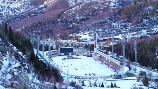 Almaty City Kazakistan Dicembre 2022 Medeo Shymbulak Mountain Resort — Video Stock