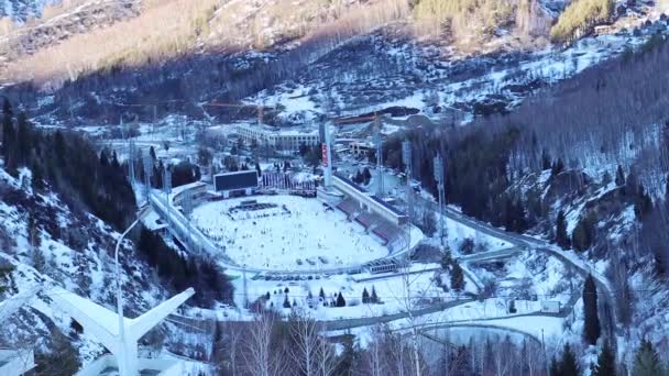 Almaty Stad Kazachstan December 2022 Medeo Shymbulak Mountain Resort — Stockvideo