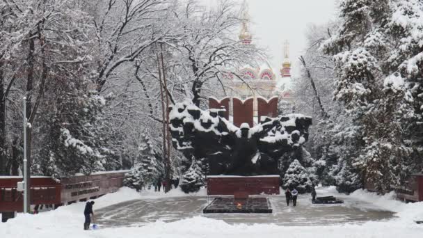 Almaty City Januari 2023 Uppstigningskatedralen Almaty Kazakstan Rysk Eller Thodox — Stockvideo