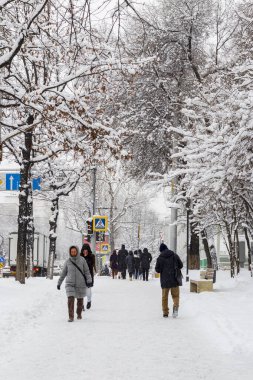 Almaty City Kazakhstan. Winter views of Dostyk Ave. 11 January 2023. 