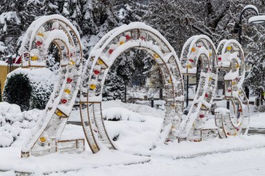 Almaty City Kazakhstan. Winter views of Dostyk Ave. 11 January 2023. 