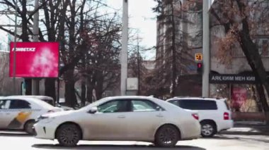 Almaty city timelapse. Central square of Almaty City in Kazakhstan. 22 February 2023. 