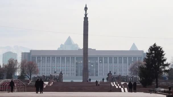 Almaty City Timelapse Central Square Almaty City Kazakhstan February 2023 — стоковое видео