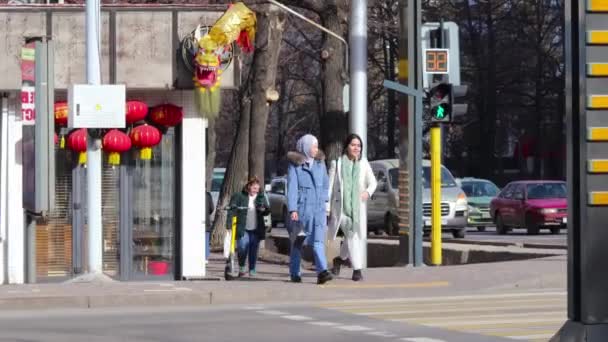 Dostyk Avenue Almaty City Kazachstánu Února 2023 — Stock video