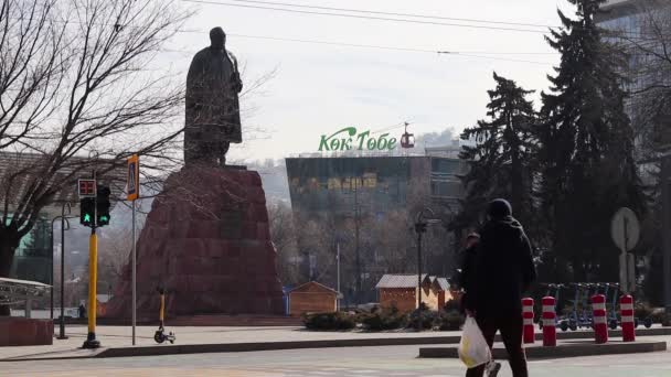 Dostyk Avenue Almaty City Kazakhstan February 2023 — Stockvideo