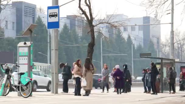 Almaty Stad Tijdspanne Almaty Kazachstan Maart 2023 — Stockvideo