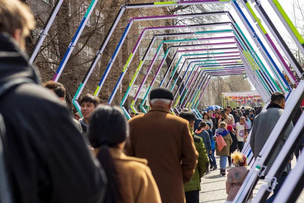 Almaty Cazaquistão Março 2023 Celebrando Nauryz Arbat Fotografias De Stock Royalty-Free