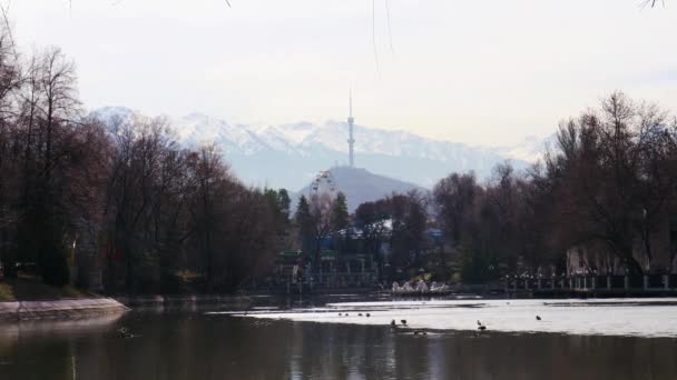 Almaty City Timelapse Março 2023 Gorky Central Park Cidade Almaty — Vídeo de Stock