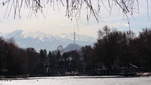 Almaty Şehri Mart 2023 Gorky Central Park Almaty Şehrinde — Stok video