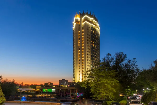 stock image Almaty City Kazakhstan. 5 May 2023. Hotel Kazak in the city of Almaty, Kazakhstan. The most popular building in Almaty