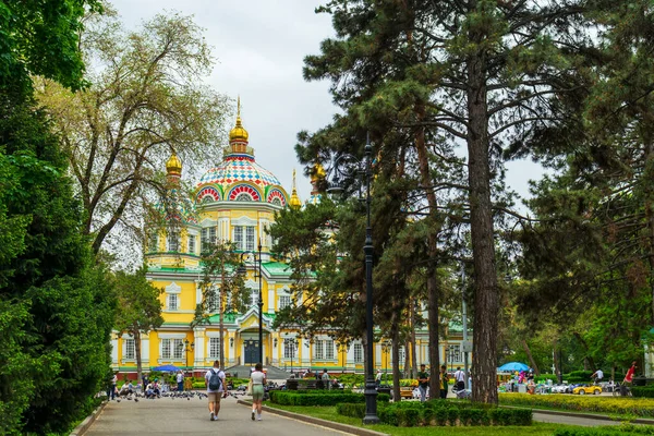 stock image Almaty City Kazakhstan 12 May 2023. Panfilov's Central Park. Ascension Cathedral. Russian Orthodox cathedral located in Panfilov Park.