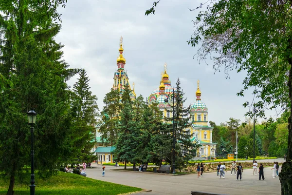 Stock image Almaty City Kazakhstan 12 May 2023. Panfilov's Central Park. Ascension Cathedral. Russian Orthodox cathedral located in Panfilov Park.