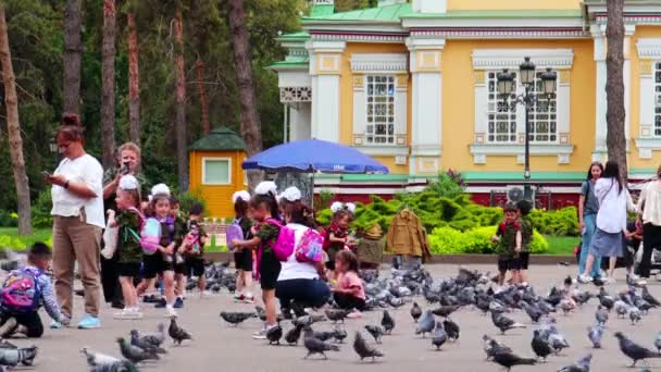 Almaty City Kazachstán Května2022 Panfilovův Central Park Katedrála Nanebevstoupení Ruská — Stock video