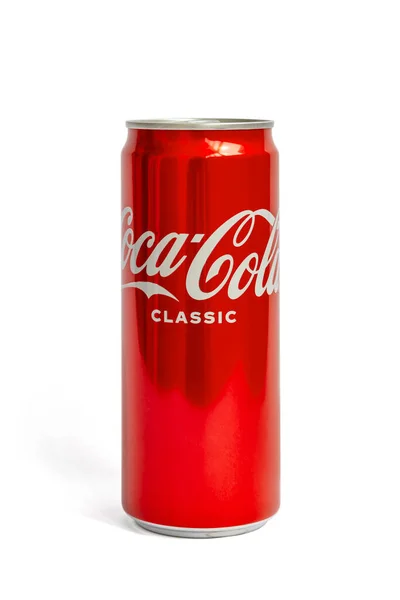 Coca Cola Kan Het Wel Natrondrank Geïsoleerd Een Witte Achtergrond — Stockfoto
