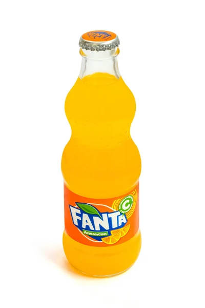 Botella Vintage Fanta Bebida Soda Aislada Sobre Fondo Blanco Liso — Foto de Stock
