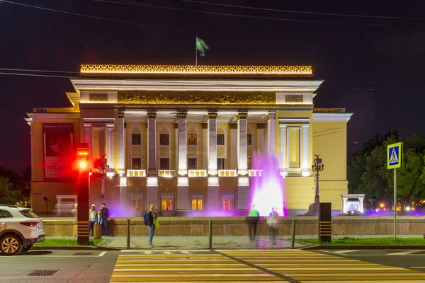 Miasto Almaty Almaty Kazachstan Maja 2023 Abay Opera House Nocy — Zdjęcie stockowe
