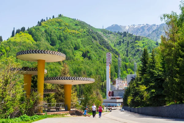 stock image Almaty Mountains. Kazakhstan 30 May 2023 Medeo Shymbulak Mountain Resort