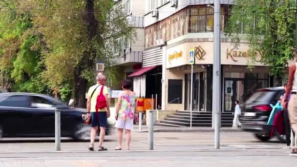 Almaty City Video Αυγούστου 2023 Λεωφόρος Arbat Στο Almaty Zhibek — Αρχείο Βίντεο