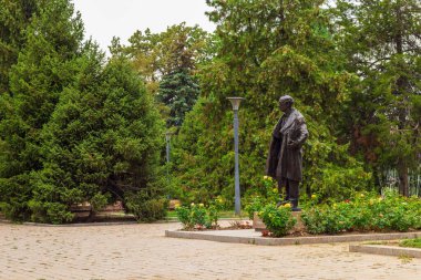 Almaty City, Kazakistan 22 Ağustos 2023. Abay Bulvarı. Lermontov Rus Tiyatrosu