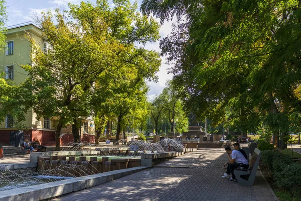 Almaty City Cazaquistão Agosto 2023 Avenida Abay Rua Tulebeyev Monumento — Fotografia de Stock