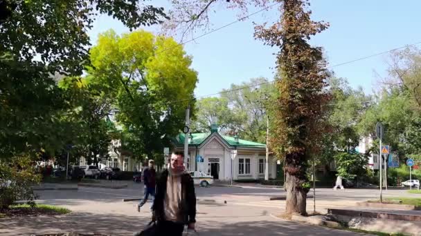Алматин Місто Тімелапс Алмати Казахстан Вересня 2023 Року Кизил Тан — стокове відео