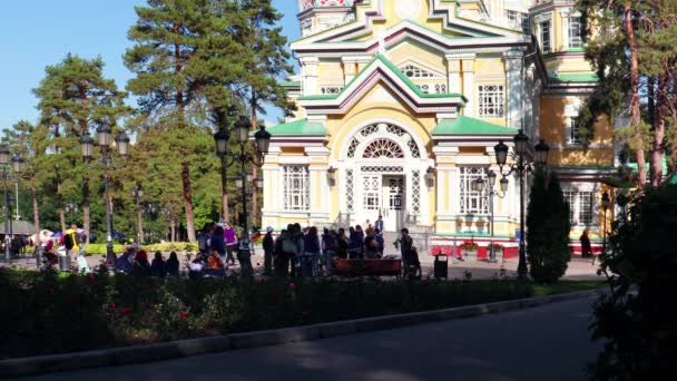 Vídeo Almaty City Almaty Kazajistán Septiembre 2023 Parque Central Panfilov — Vídeo de stock