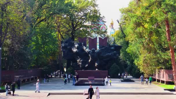 Almaty City Timelapse Almaty Kazachstán Října2023 Panfilovův Central Park Památník — Stock video