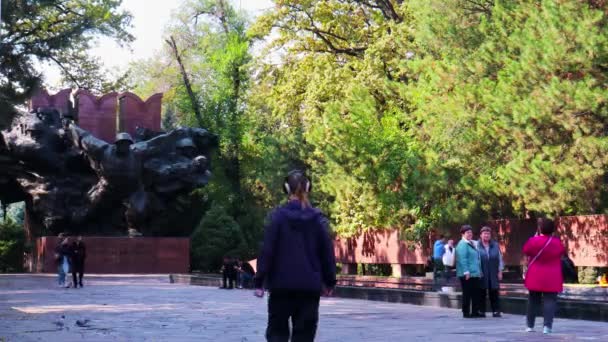 Almaty City Timelapse Almaty Kazakstan Oktober 2023 Panfilovs Central Park — Stockvideo