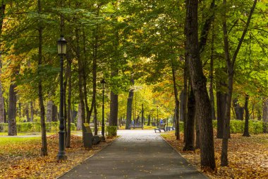 Almaty Şehri. Almaty, Kazakistan 15 Ekim 2023. 28 Panfilov Muhafız Parkı