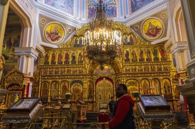 Almaty Şehri. Almaty, Kazakistan 15 Ekim 2023. 28 Panfilov Muhafız Parkı. Yükseliş Katedrali. Rus Ortodoks Katedrali