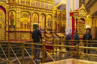 Almaty Şehri. Almaty, Kazakistan 15 Ekim 2023. 28 Panfilov Muhafız Parkı. Yükseliş Katedrali. Rus Ortodoks Katedrali