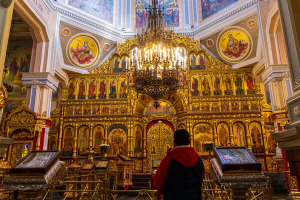 Almaty City. Almaty, Kazakhstan 15 October 2023. Park of 28 Panfilov Guardsmen. Ascension Cathedral. Russian Orthodox cathedral