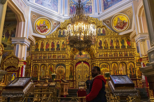 Almaty City. Almaty, Kazakhstan 15 October 2023. Park of 28 Panfilov Guardsmen. Ascension Cathedral. Russian Orthodox cathedral