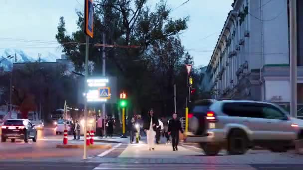 Almaty City Timelapse Října2023 Kazachstán Almaty Dostyk Avenue — Stock video