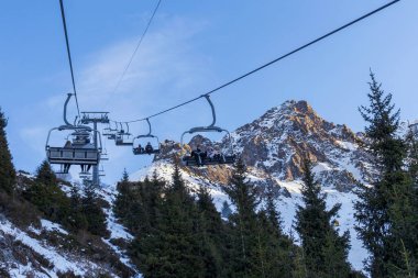 Almaty Şehri 17 Kasım 2023 Medeo Shymbulak Dağı Tatil Köyü